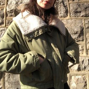 UNIF cropped bomber jacket in army green